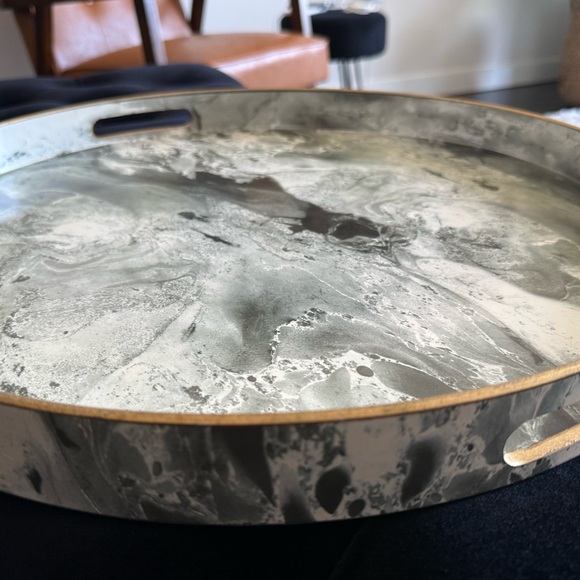 Marble Patterned Round Tray - Picture 1 of 5